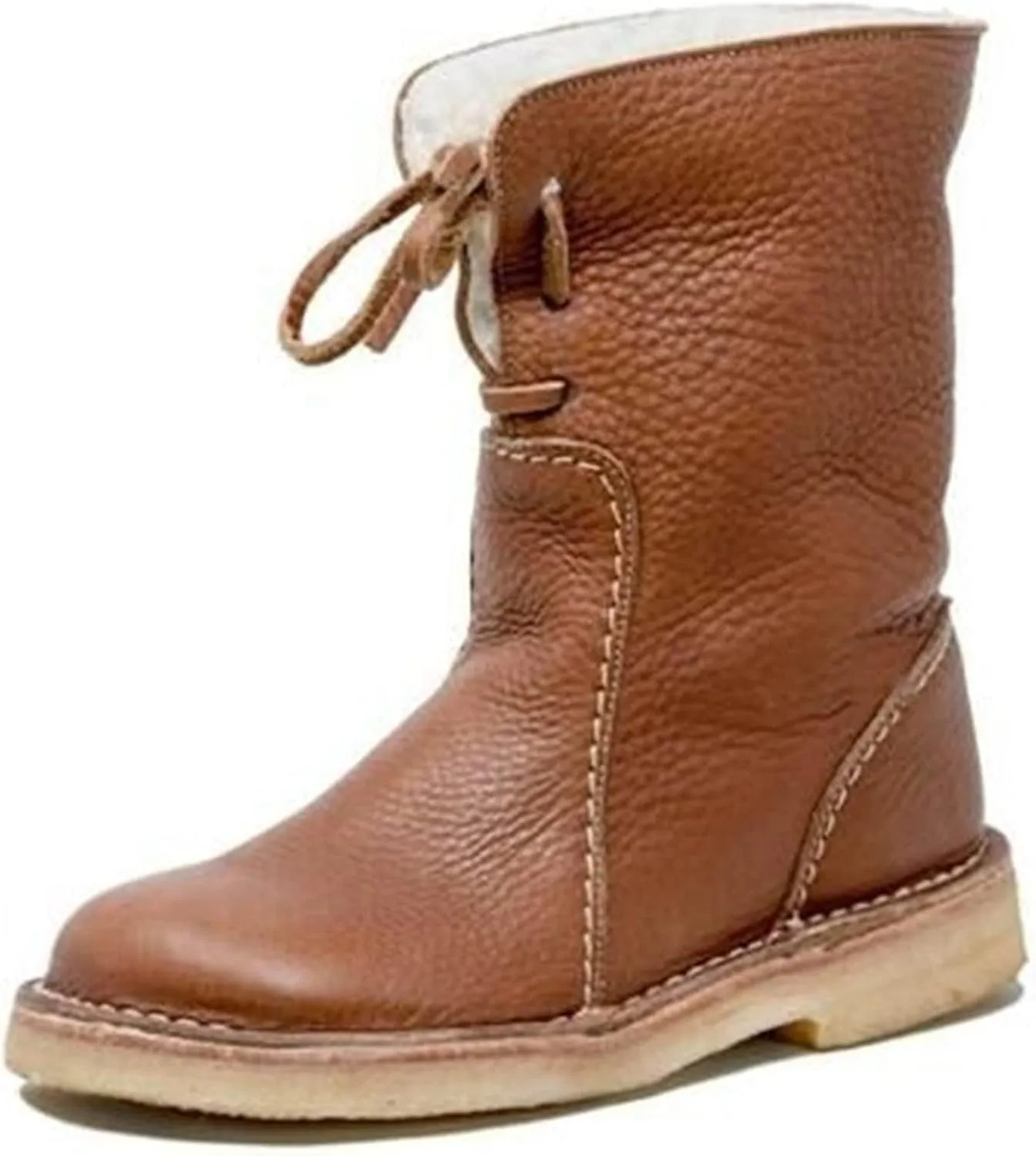 Lausiuoe Snow Boots For Women Wide Width Mid Calf Classic Fuzzy Fur Lining Fashion Winter Boots Slip On Warm Ankle Booties