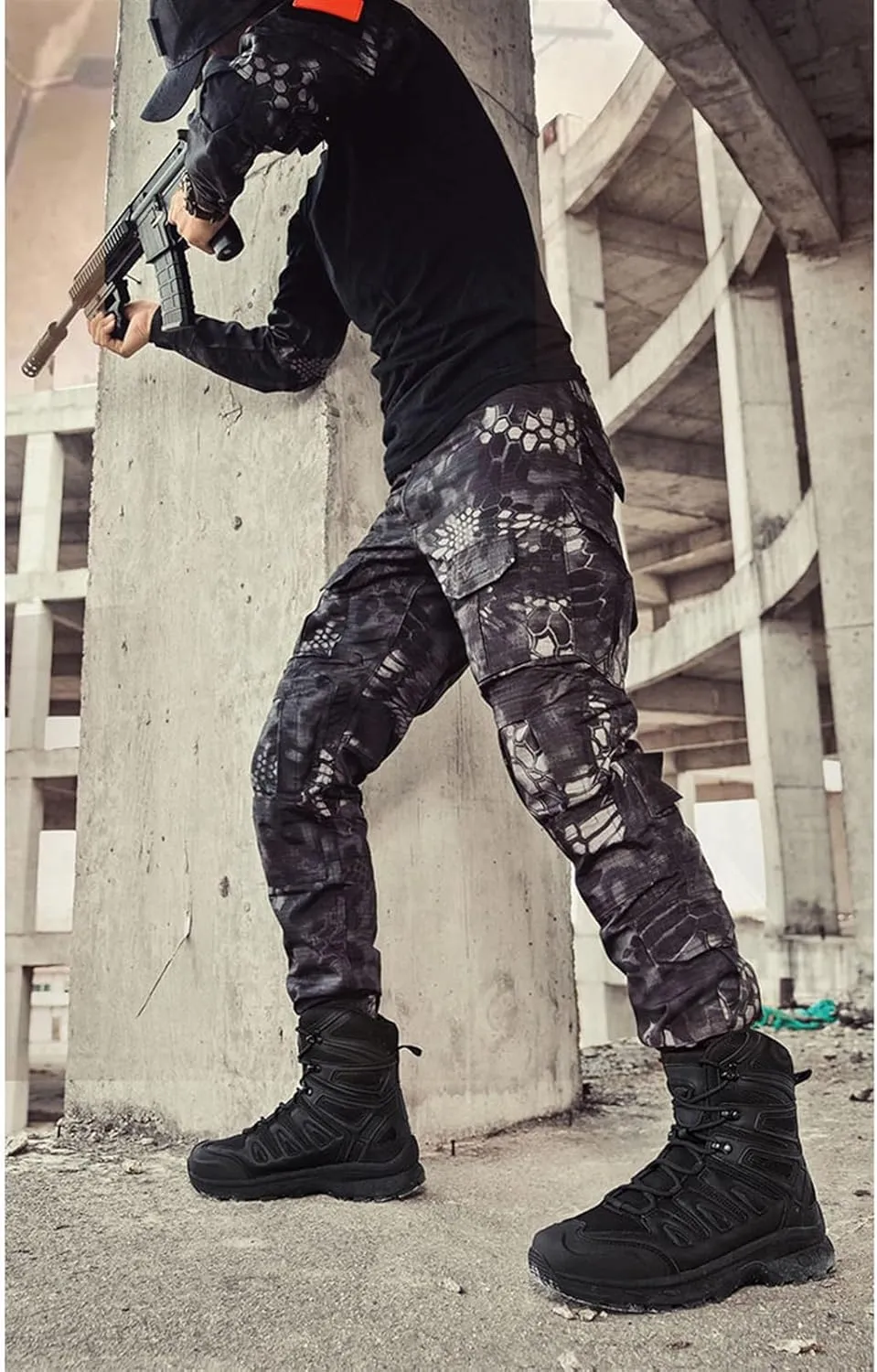 Mens Breathable Non Slip Plus Size Combat Boots, Comfortable Stylish Lace Up High Top Motorcycle Combat Bootie for Men, Desert Combat Army Combat Boots, for Tactical, Motorcycle