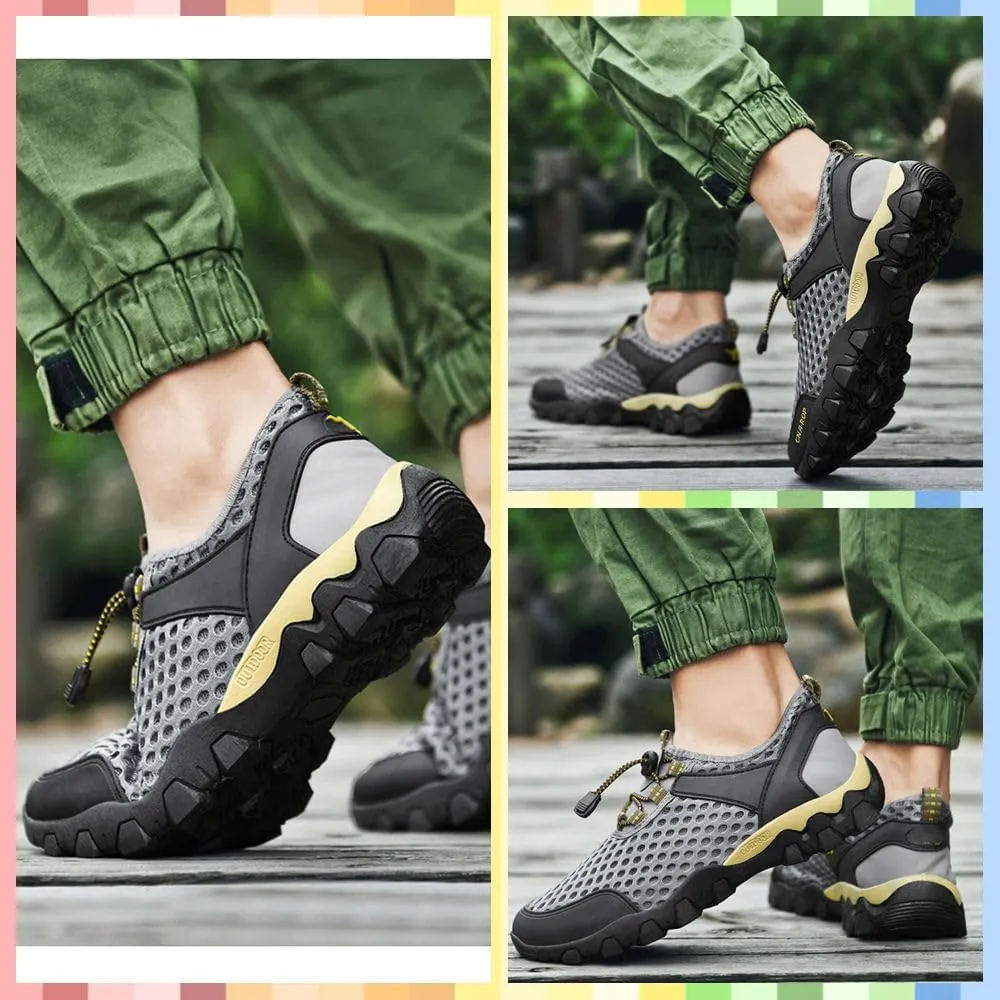 Men's Quick-Dry Outdoor Hiking Shoes – Breathable Mesh Sneakers with Arch Support, Non-Slip Water Shoes for Beach, Trekking, Fishing, and Summer Travel