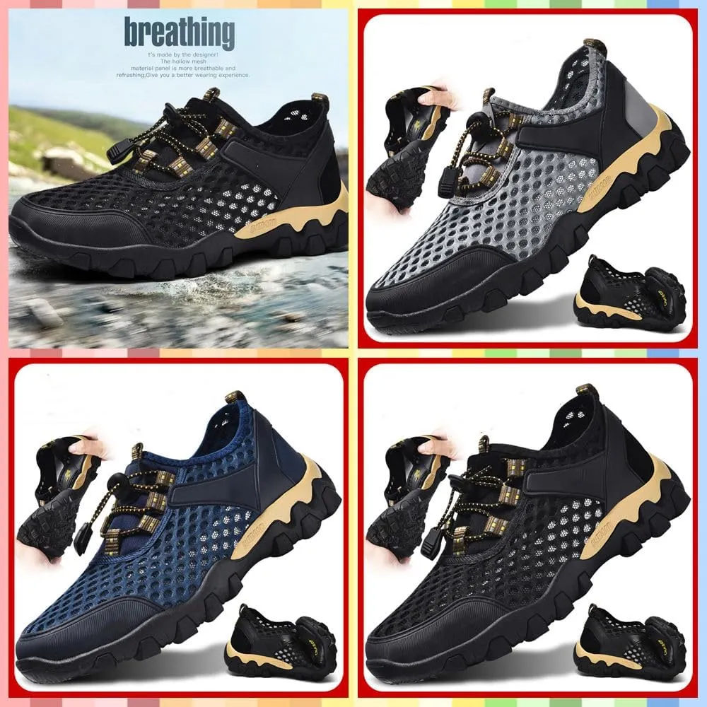 Men's Quick-Dry Outdoor Hiking Shoes – Breathable Mesh Sneakers with Arch Support, Non-Slip Water Shoes for Beach, Trekking, Fishing, and Summer Travel