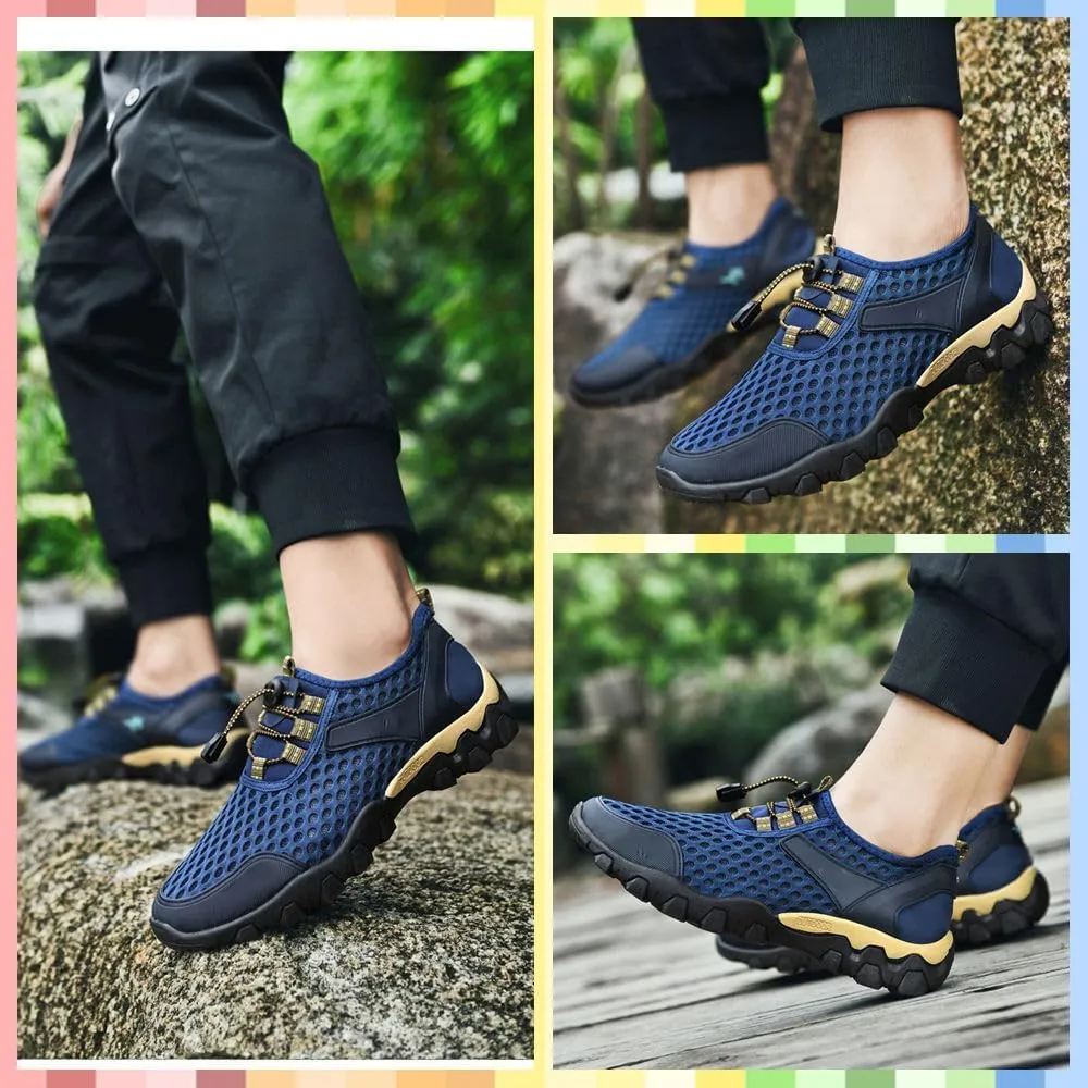 Men's Quick-Dry Outdoor Hiking Shoes – Breathable Mesh Sneakers with Arch Support, Non-Slip Water Shoes for Beach, Trekking, Fishing, and Summer Travel