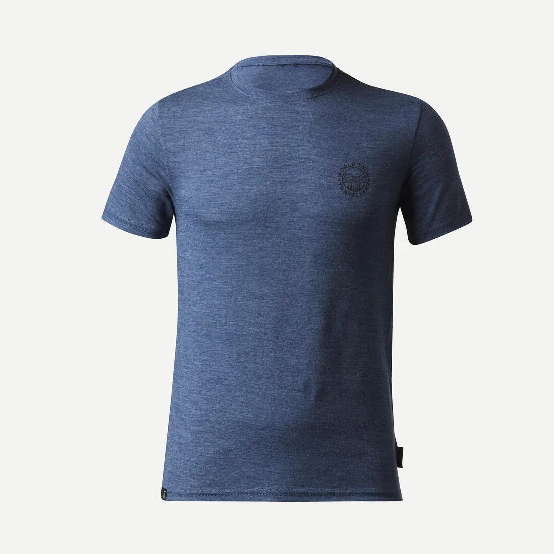 Men’s short-sleeved Merino wool hiking travel t-shirt - TRAVEL 500