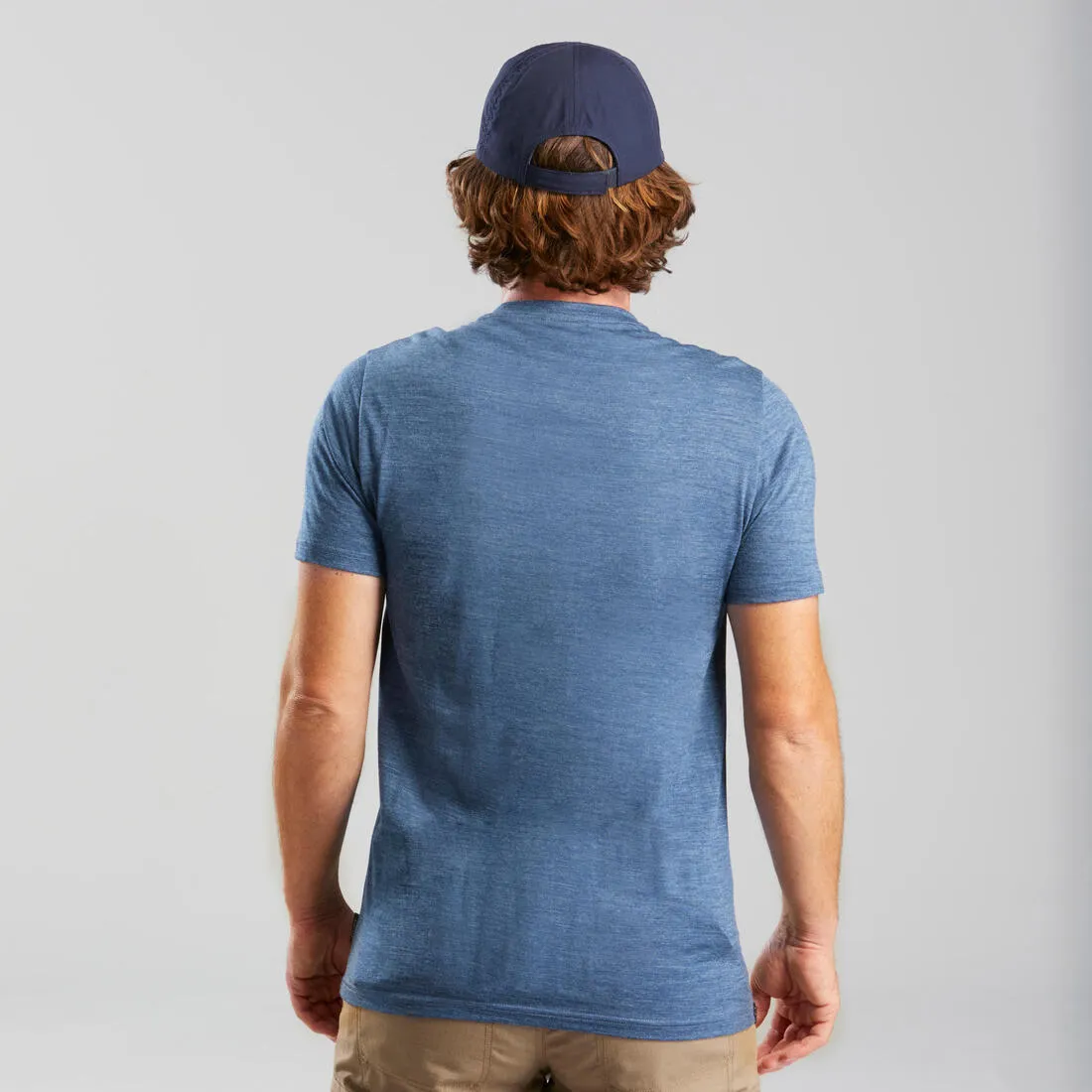 Men’s short-sleeved Merino wool hiking travel t-shirt - TRAVEL 500