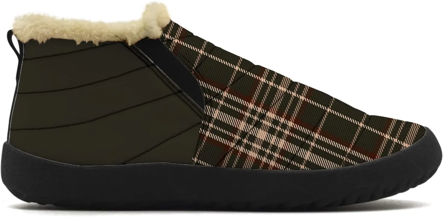 Plaid Buffalo Snow Boots for Men Women Winter Shoes Low Top Fashion Sneakers Slip on Ankle Booties Valentines Day Gifts