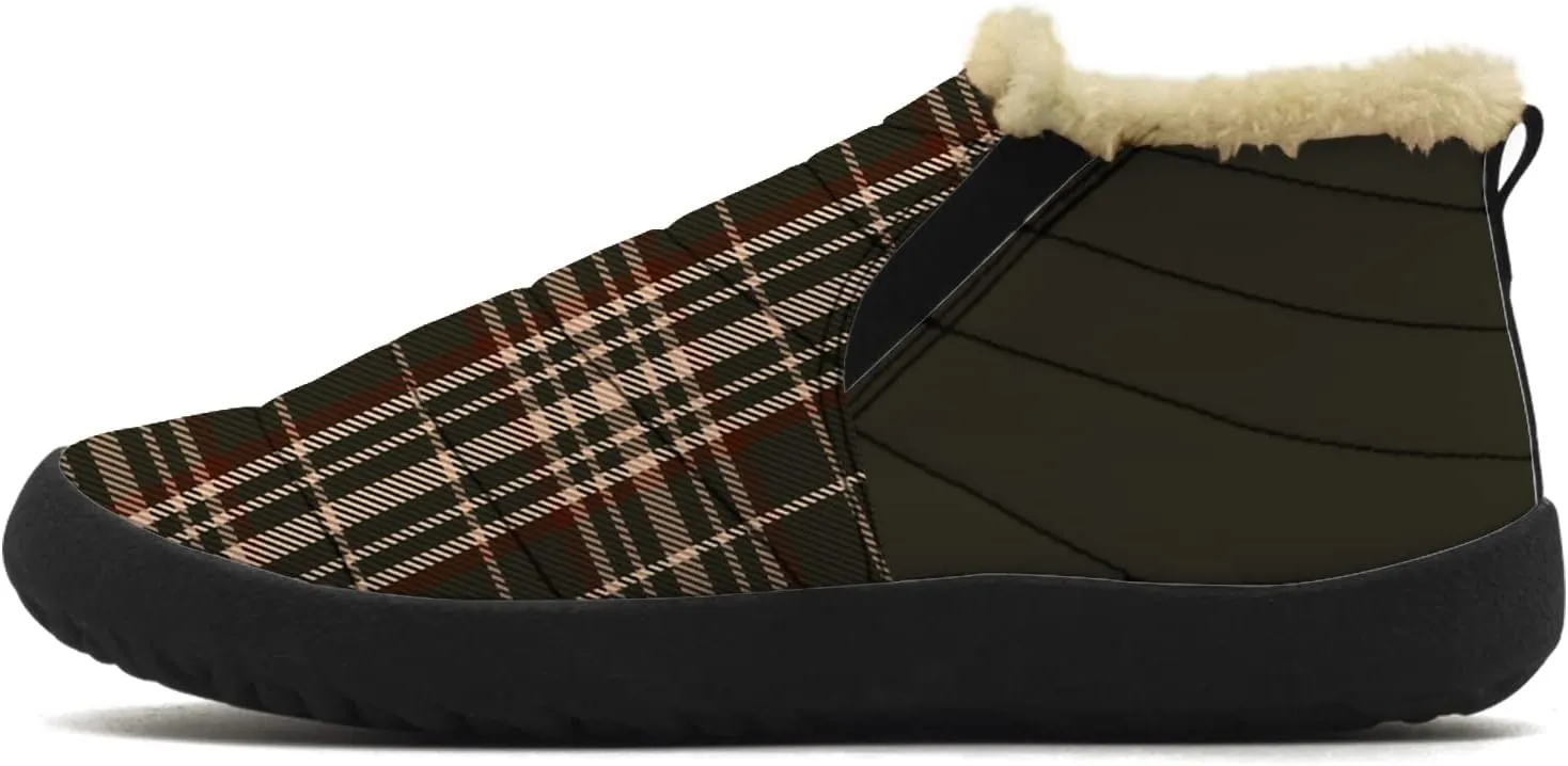 Plaid Buffalo Snow Boots for Men Women Winter Shoes Low Top Fashion Sneakers Slip on Ankle Booties Valentines Day Gifts