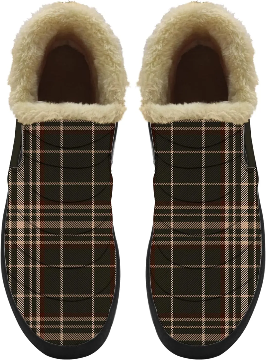 Plaid Buffalo Snow Boots for Men Women Winter Shoes Low Top Fashion Sneakers Slip on Ankle Booties Valentines Day Gifts