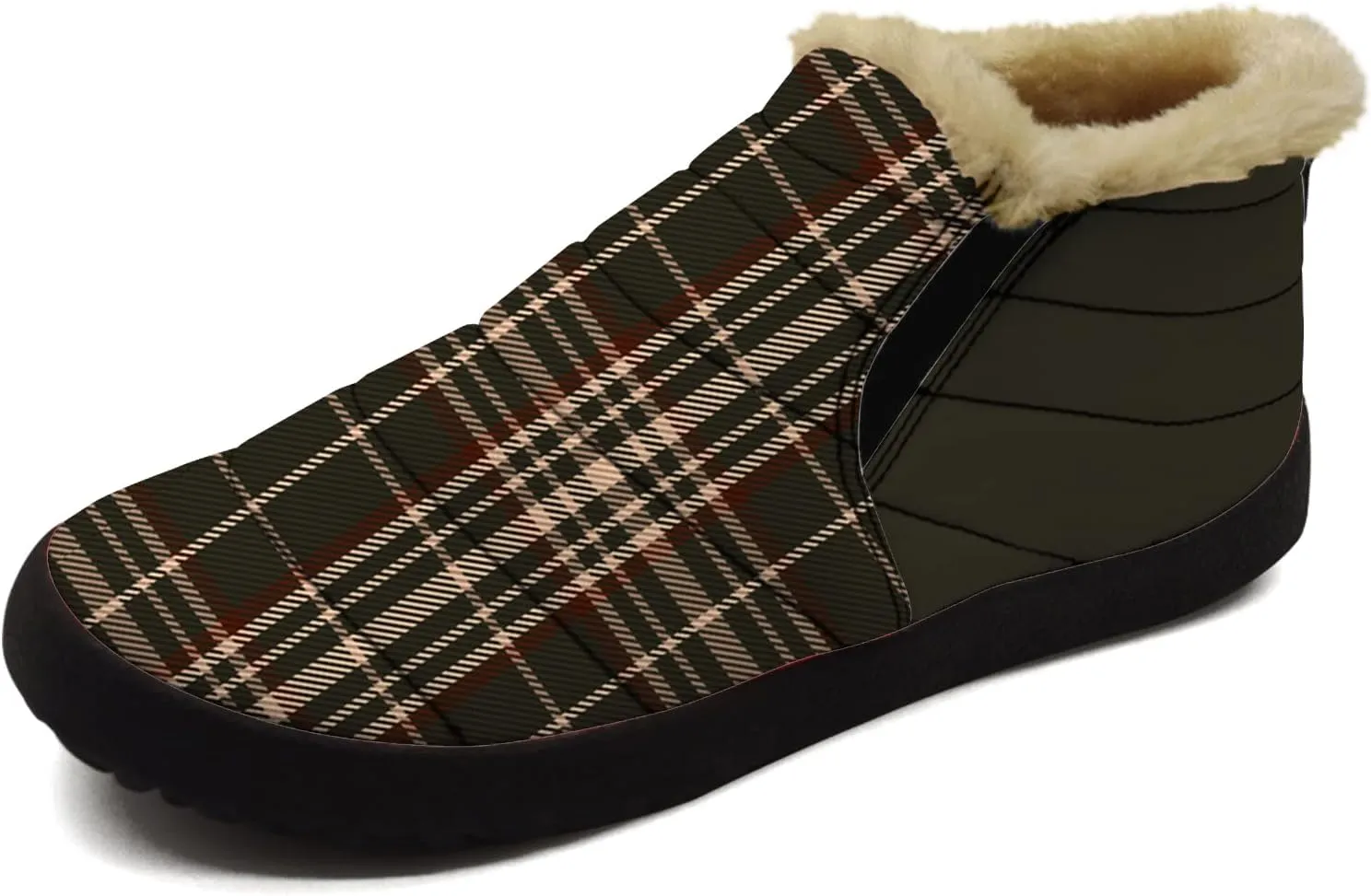 Plaid Buffalo Snow Boots for Men Women Winter Shoes Low Top Fashion Sneakers Slip on Ankle Booties Valentines Day Gifts