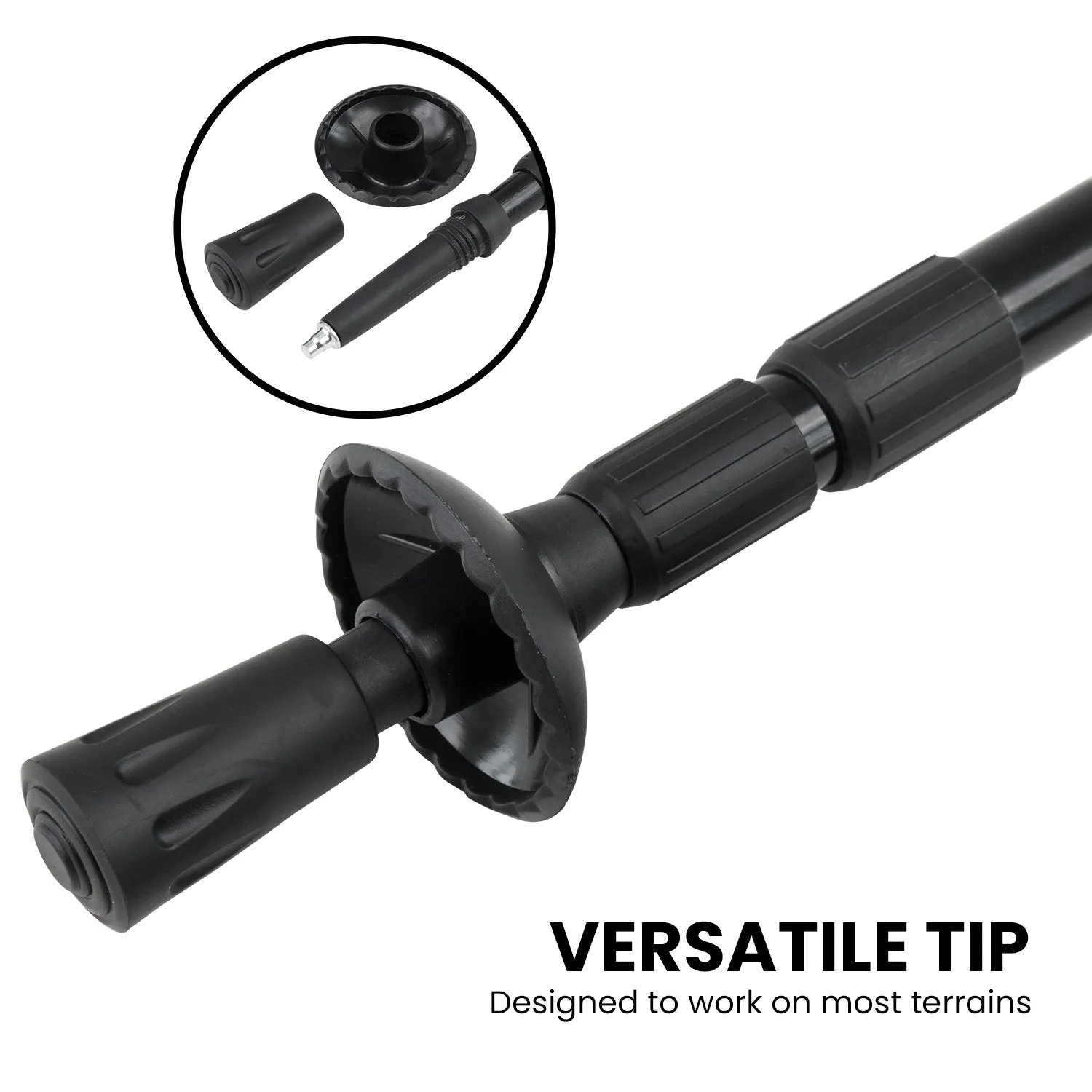 Powertrain Anti-Shock Trekking Hiking Poles Sticks Pair - Black