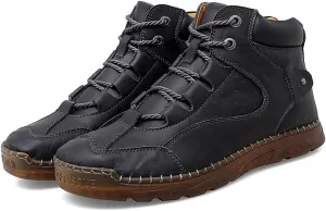 SUKKCCNO Cowhide Fashion Men's Low Top Boots Comfortable Casual Oxford Ankle Lace Up Boots Fashion Versatile Real Leather Upper Shoes