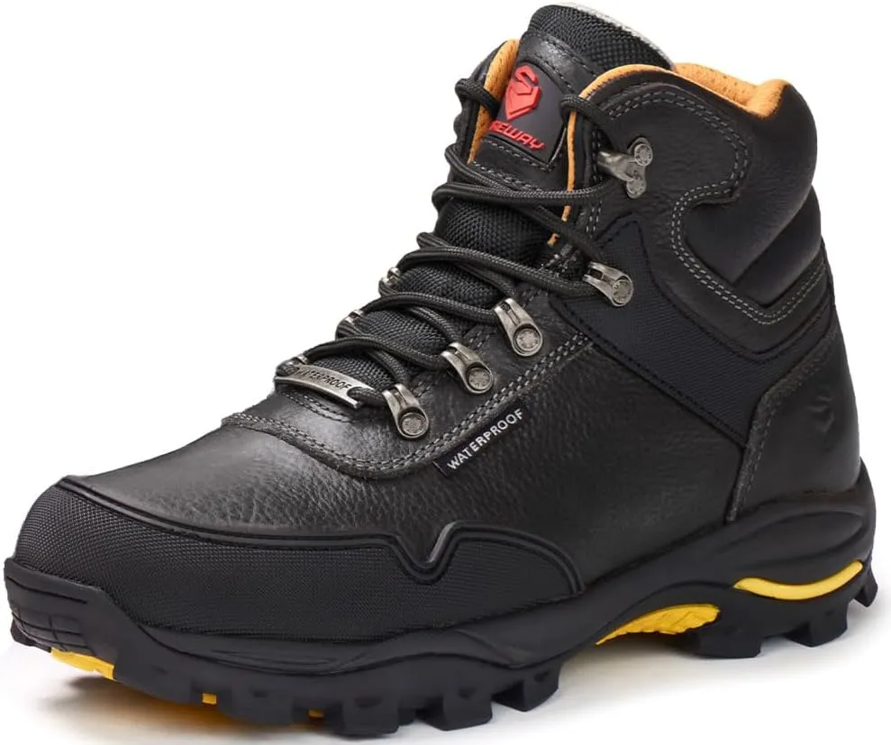 SUREWAY Men's 6" Soft Toe Heavy Duty Waterproof Work Boot - Leather,Lace Up Comfortable EH Construction Industrial Ankle Safety Men Work Boots,Roofing, Hunting