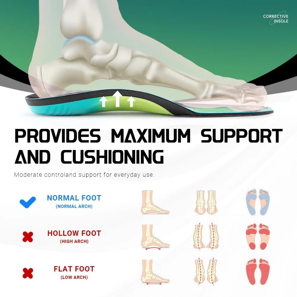 VALSOLE 210  lbs Heavy Duty Support Pain Relief Orthotics for Men Women,Plantar Fasciitis Insoles,High Arch Support Insoles,for Flat Feet,Metatarsalgia,Arch Pain,Heel Pain,Work Boot Shoe Insole